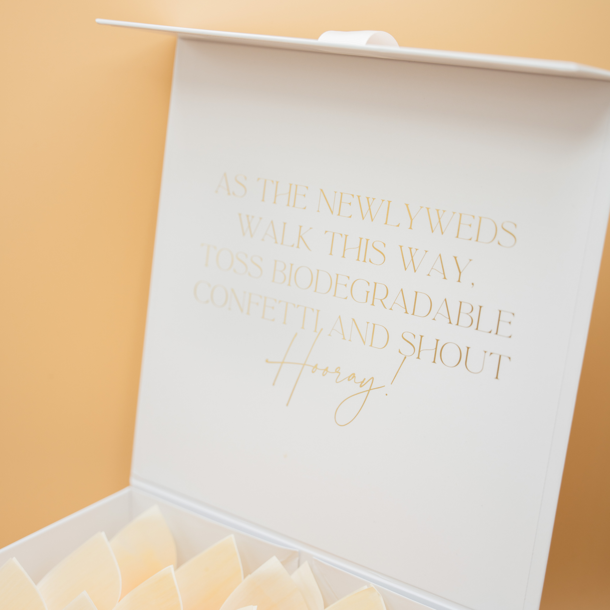 Luxe Wedding Confetti Keepsake Box with Confetti Cone Holders - includes enough confetti & cones or envelopes for 50 people