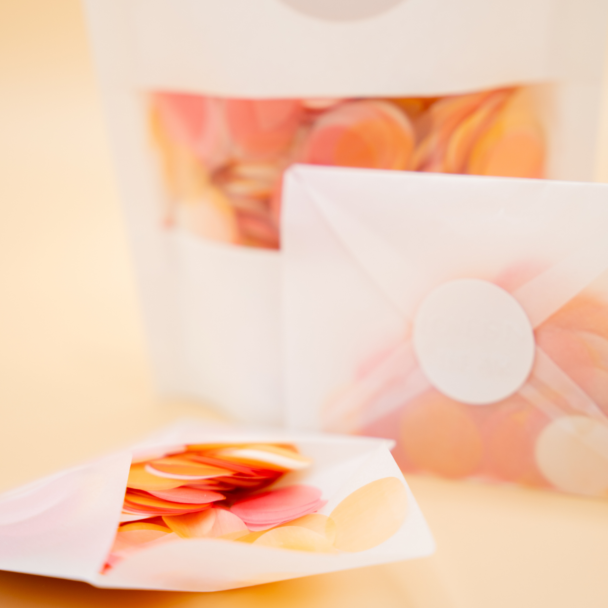 Luxe Wedding Confetti Keepsake Box with Confetti Cone Holders - includes enough confetti & cones or envelopes for 50 people